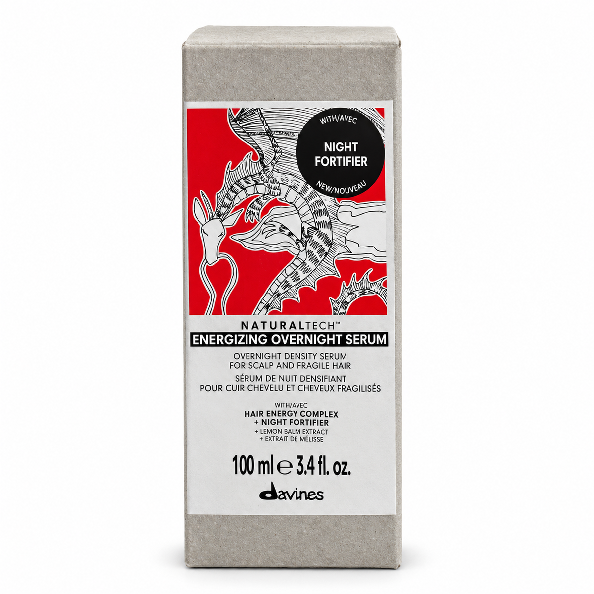 Davines ENERGIZING Overnight Serum 100 ml carton with English and French labelling