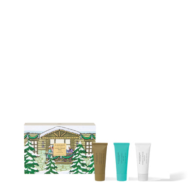 Glasshouse Fragrances holiday edition hand cream trio, on a white background