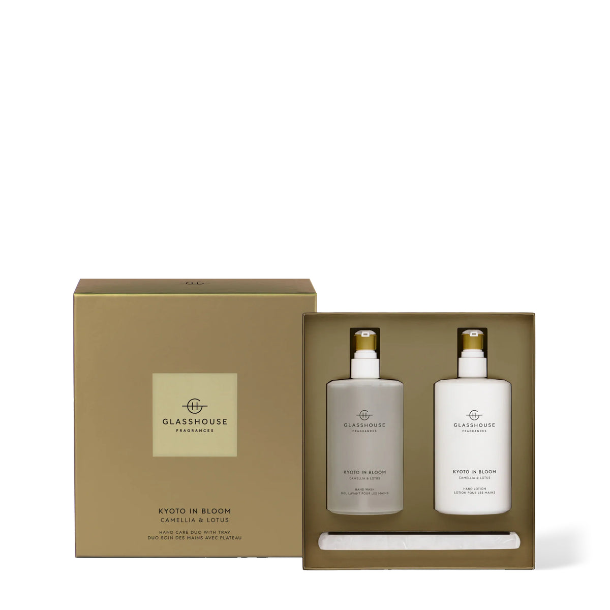 Glasshouse Fragrances Kyoto in Bloom hand care duo, on a white background