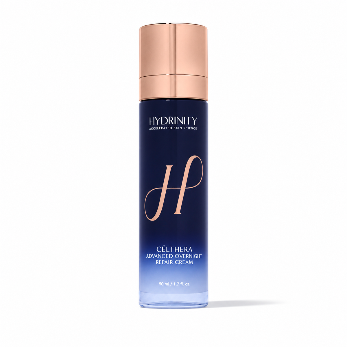 Hydrinity CÉLTHERA Advanced Overnight Repair Cream 50 ml on a white background with a soft shadow