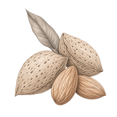Pencil illustration representing the Almond scent note.