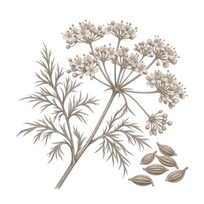 Pencil illustration representing the anise scent note.