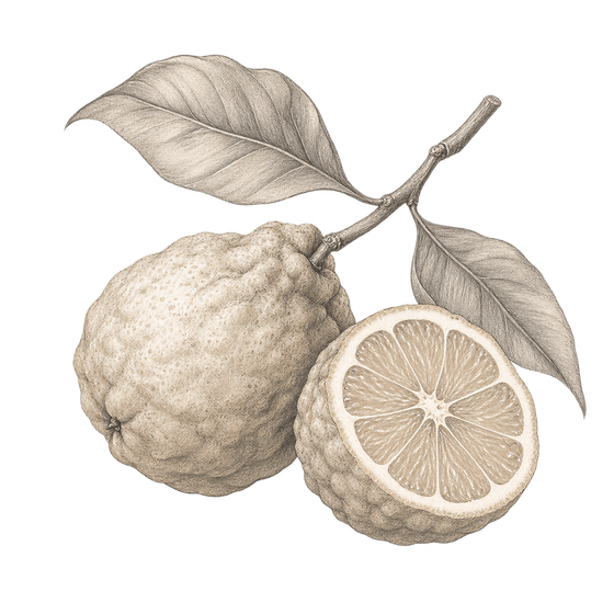 Pencil illustration representing the Bergamot scent note.