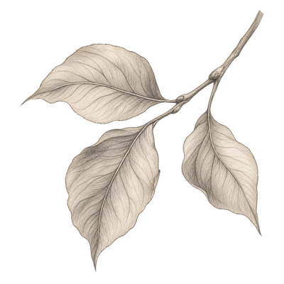 Symbolic pencil illustration of the green accord scent note.