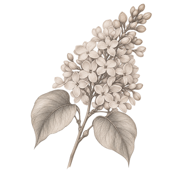 Pencil illustration representing the lilac scent note.