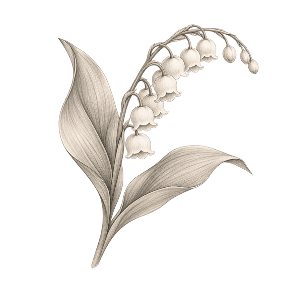 Illustration au crayon représentant la note olfactive : Muguet.