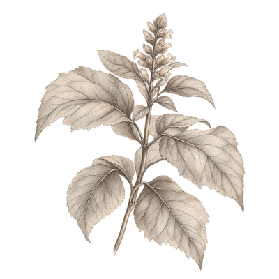 Pencil illustration representing the patchouli scent note.