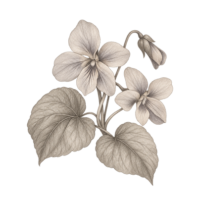 Pencil illustration representing the Violet scent note.