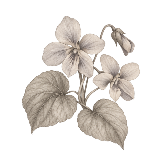 Pencil illustration representing the Violet scent note.