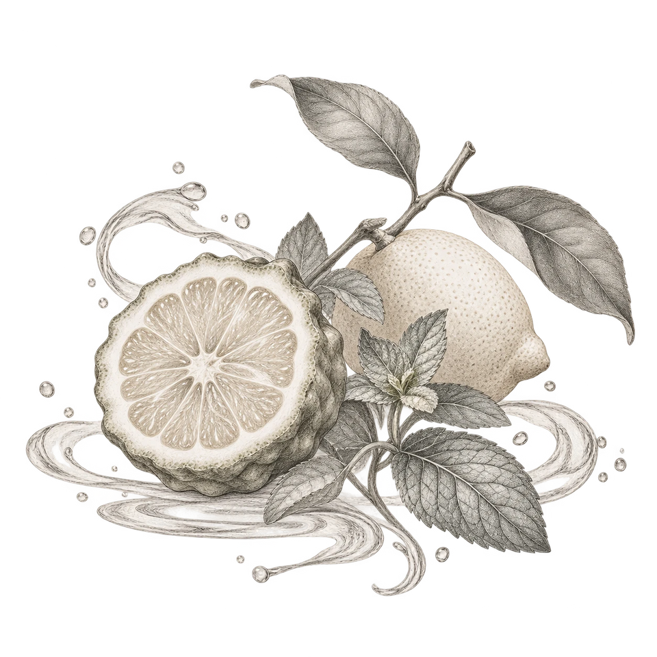 An ingredient still life inspired by the Fresh fragrance family.