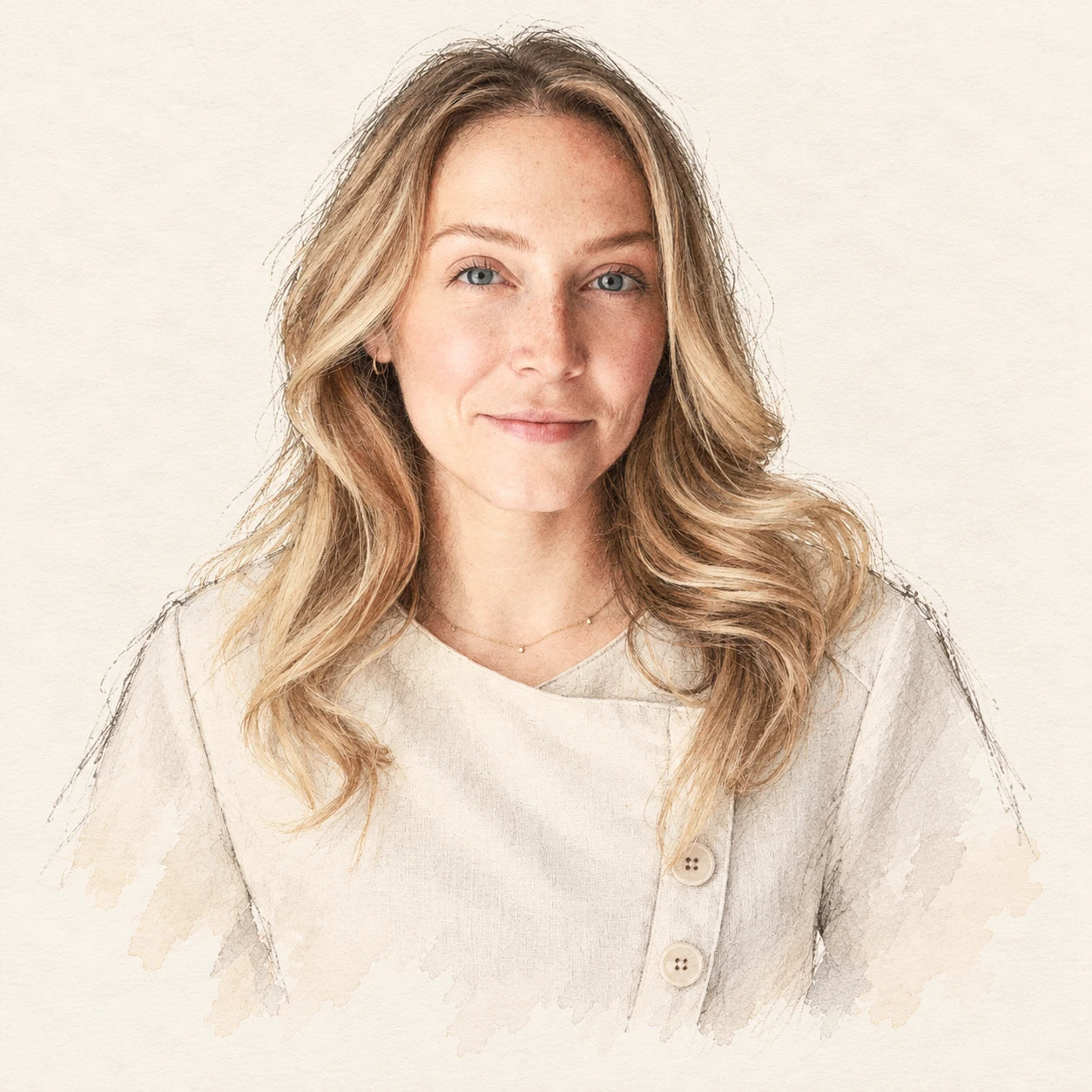 Illustrated portrait of Abby at Loshen &amp; Crem