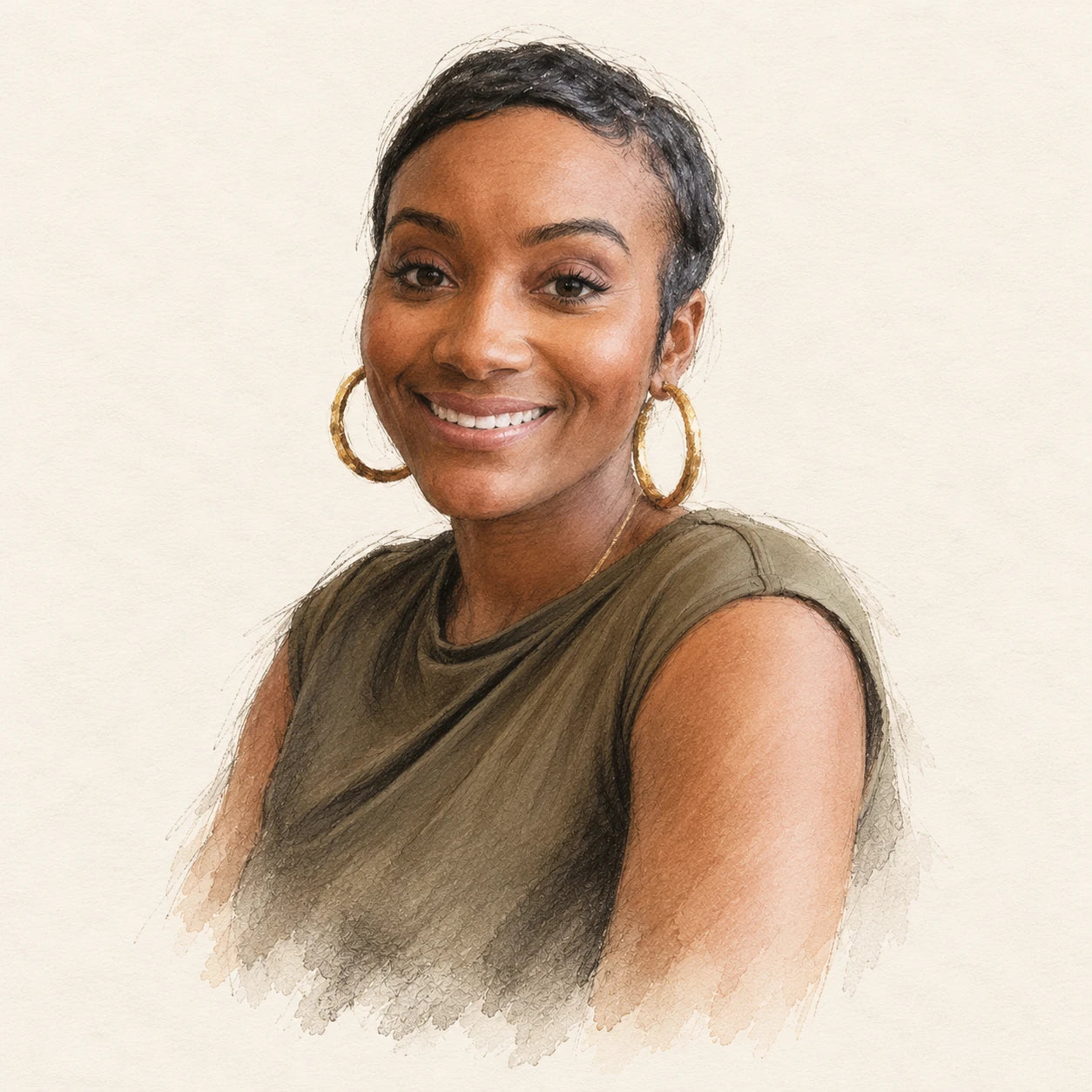 Illustrated portrait of Amanda at Loshen &amp; Crem