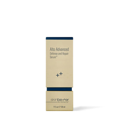 Boîte de 30 ml du Sérum Alto Advanced Defense and Repair de Skinbetter Science, nouvel emballage plus étroit, vue de face sur fond blanc