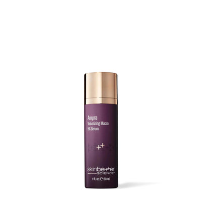 Flacon de 30 ml du Sérum volumisant Macro HA Ampra de Skinbetter Science, vue de face sur fond blanc