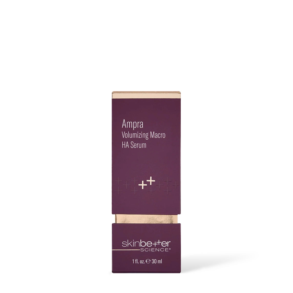 Skinbetter Science Ampra Volumizing Macro HA Serum 30 ml box in the new, slimmer packaging, front view on a white background