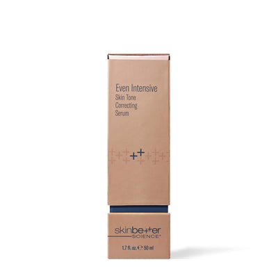 Skinbetter Science Even Intensive Skin Tone Correcting Serum 50 ml box in the new, slimmer packaging, front view on a white background