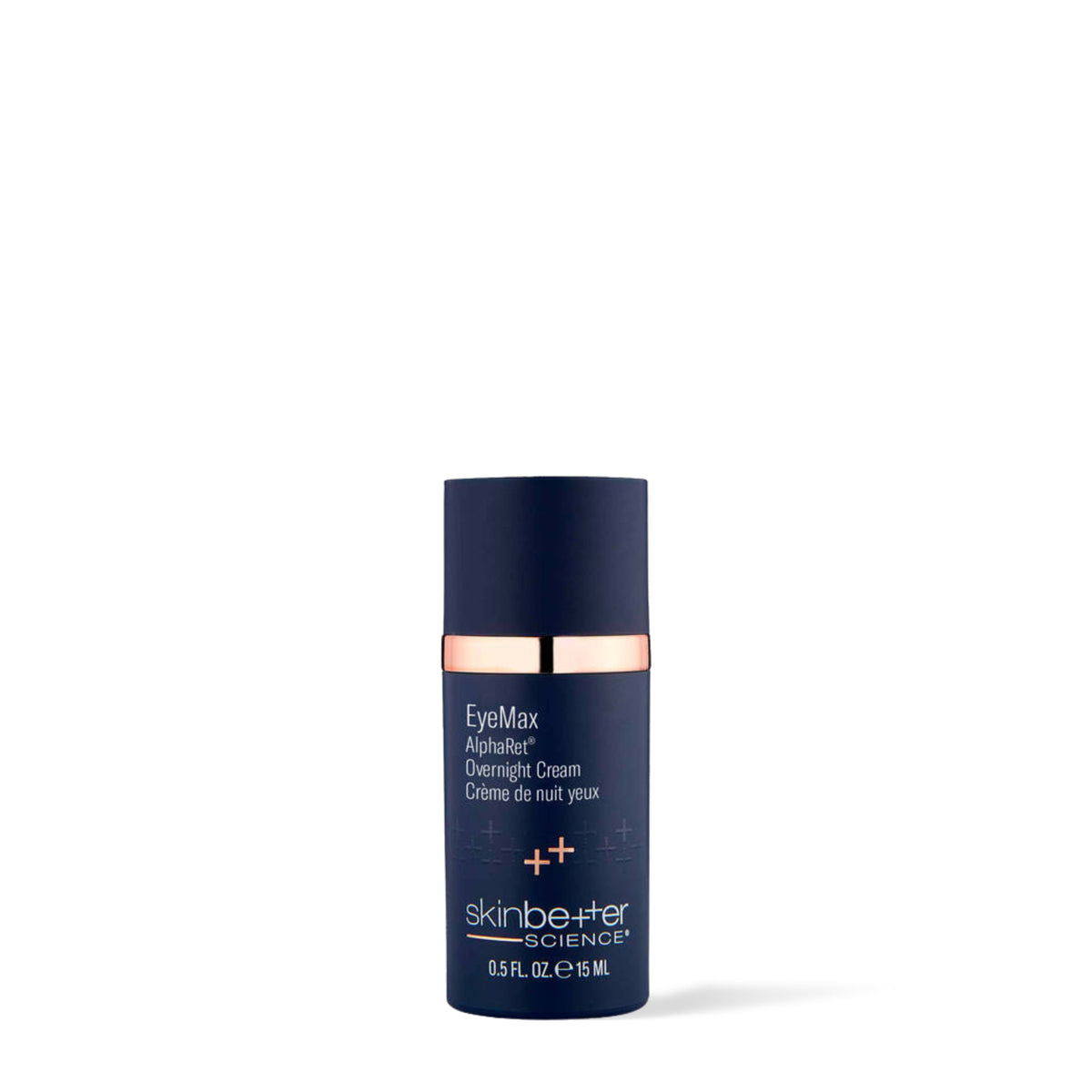 Flacon de 15 ml de la Crème de nuit EyeMax AlphaRet de Skinbetter Science, vue de face sur fond blanc