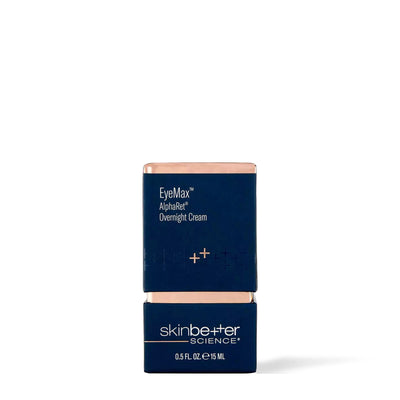 Boîte de 15 ml de la Crème de nuit EyeMax AlphaRet de Skinbetter Science, vue de face sur fond blanc