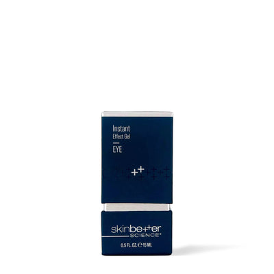 Boîte de 15 ml du Gel pour les yeux Instant Effect de Skinbetter Science, vue de face sur fond blanc