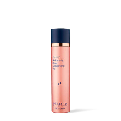 Flacon de 50 ml de la Crème perfectrice pour le cou Techno de Skinbetter Science, vue de face sur fond blanc