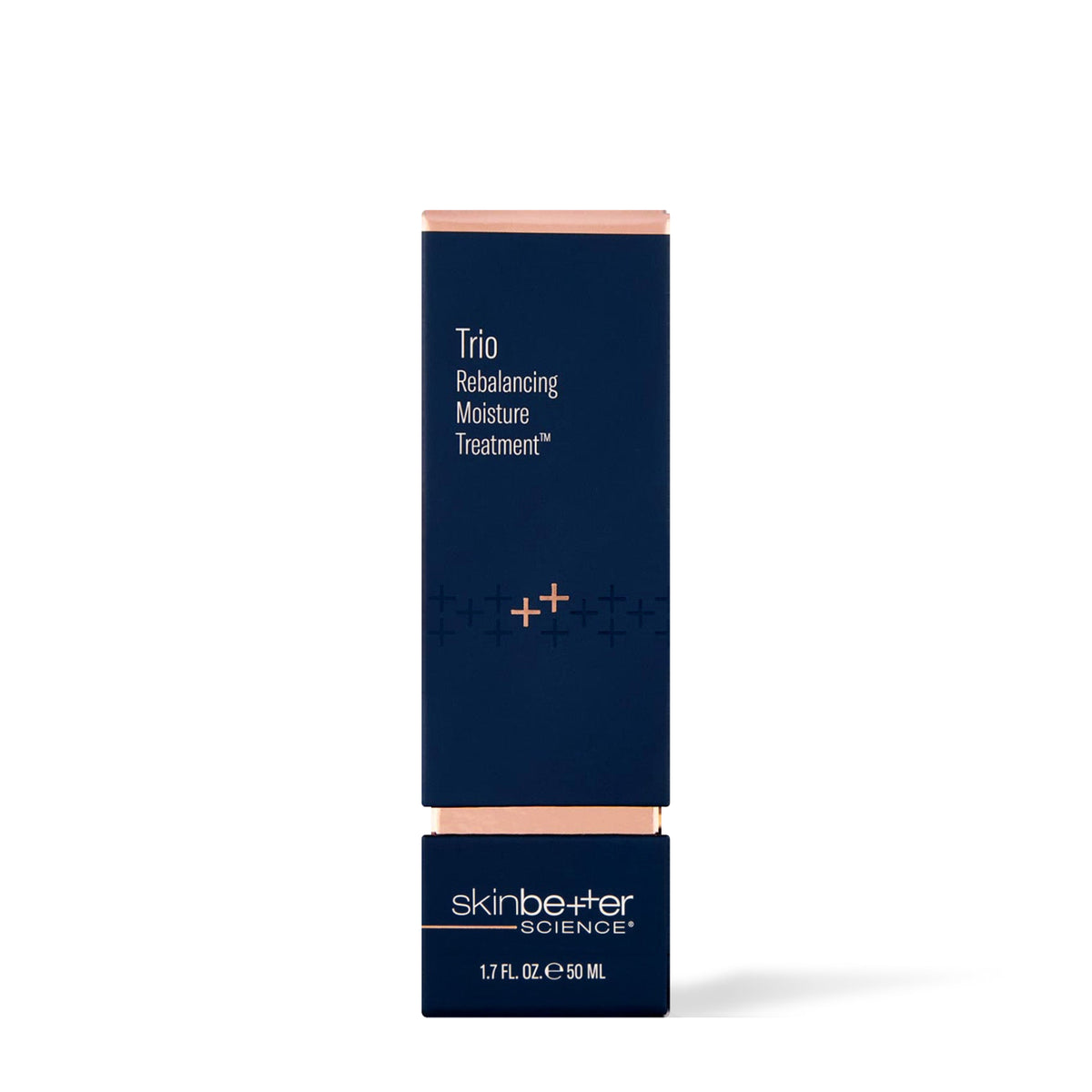 Boîte de 50 ml du Soin hydratant rééquilibrant Trio de Skinbetter Science, nouvel emballage plus étroit, vue de face sur fond blanc