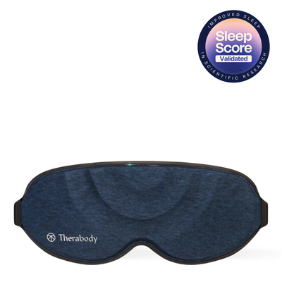 Therabody SleepMask worn while resting in bed