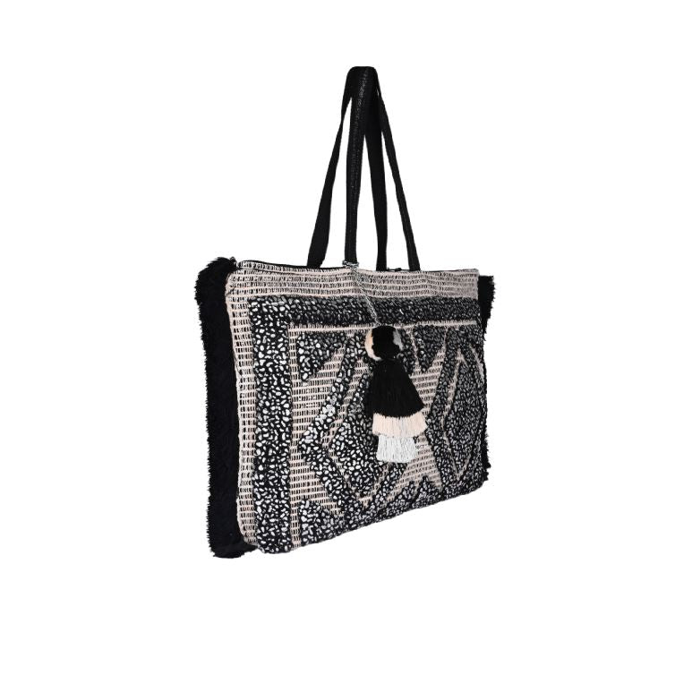 AMERICA & BEYOND SILVER FOILD TUFTED TOTE | Bag | LOSHEN & CREM