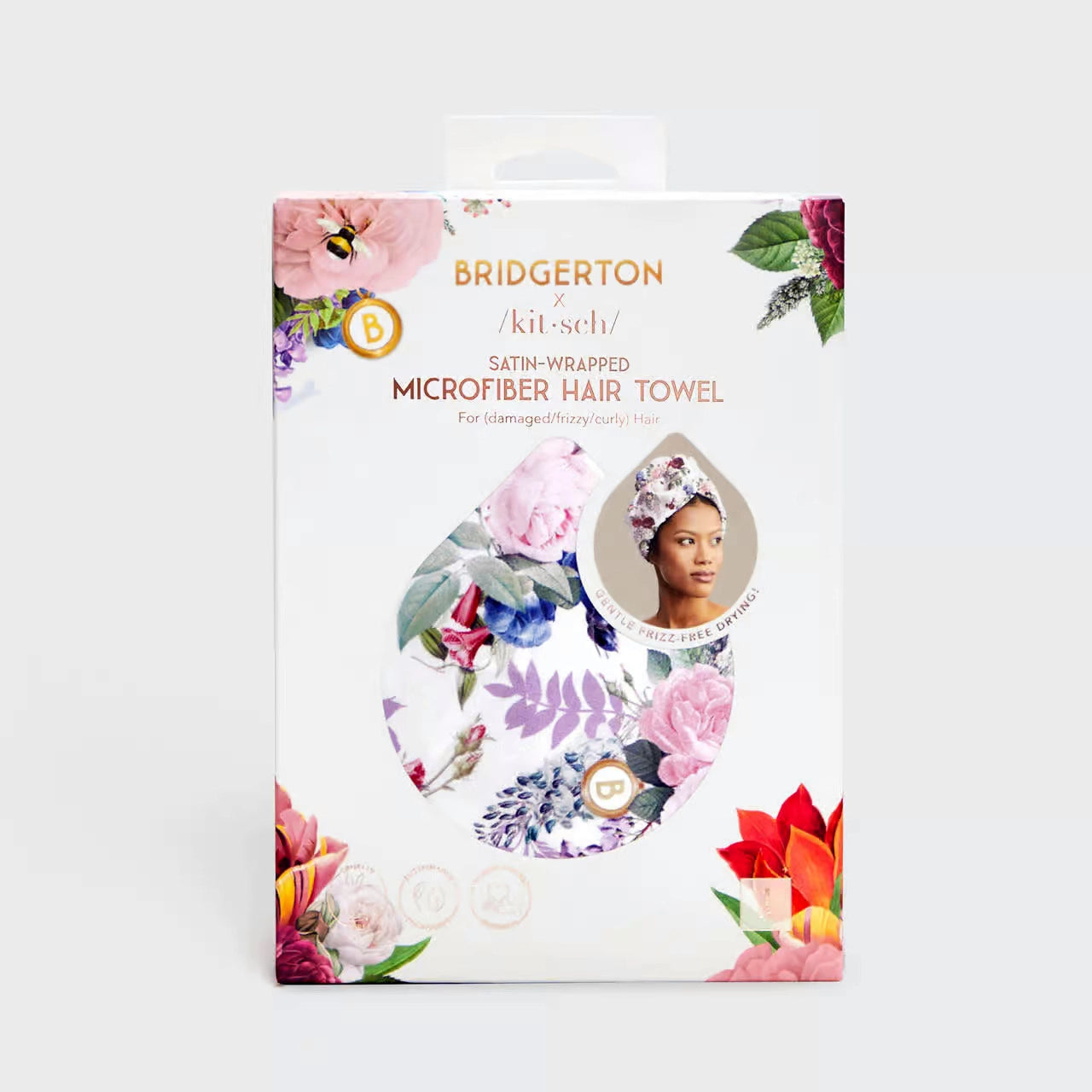 BRIDGERTON X KITSCH SATIN WRAPPED HAIR TOWEL | Hair Styling Tools | LOSHEN & CREM