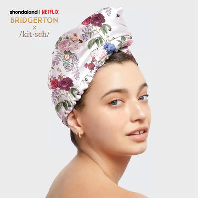 BRIDGERTON X KITSCH SATIN WRAPPED HAIR TOWEL | Hair Styling Tools | LOSHEN & CREM