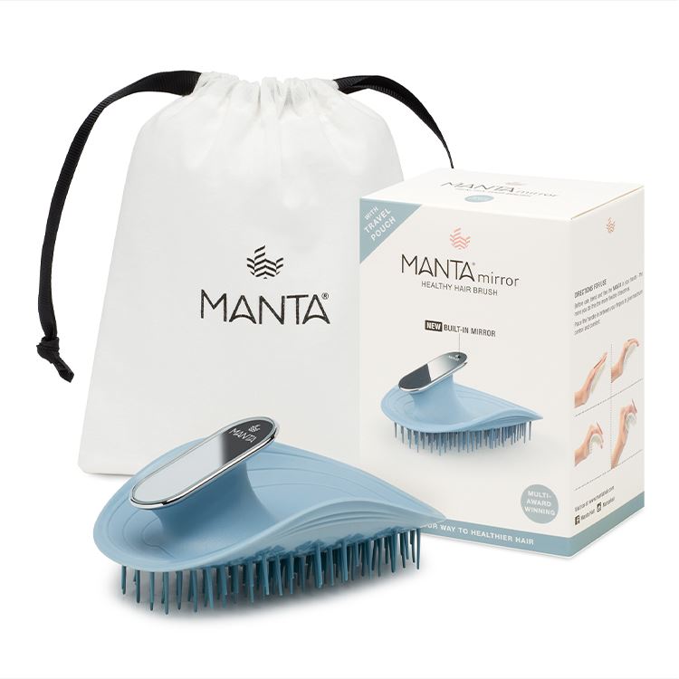 MANTA HAIR BRUSH - Bleu with mirror | Manta hair brush | LOSHEN & CREM